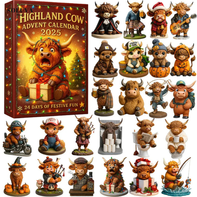 Highland Cow Adventskalender - Handgemaakte Cow Poppetjes
